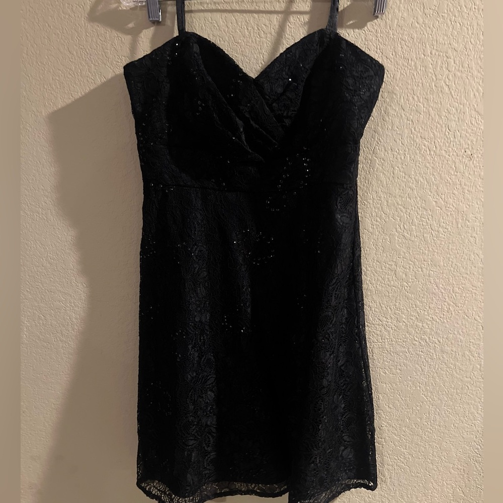 White House Black Market Black Strapless Lace Dress